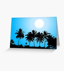Tropical sunset, palm tree silhouette Greeting Card