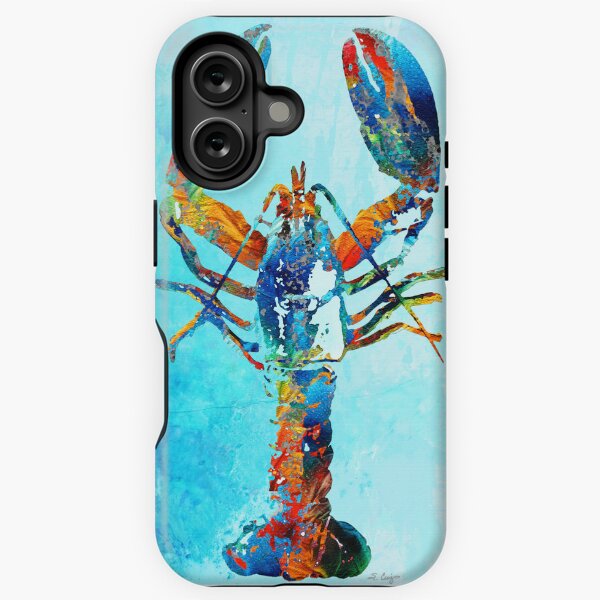 Vista previa del artículo con la obra «Arte colorido de langosta en azul de Sharon Cummings», diseñado y vendido por Sharon Cummings Art.