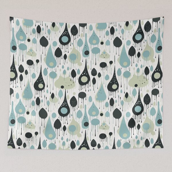 Item preview, Sixties Retro Raindrops designed and sold by Monochrome-Dog.