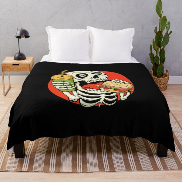 Item preview, Skull Eating Burger Illustration Cartoon designed and sold by Tara Artwork.