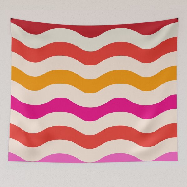 Item preview, Abstract Retro 70s Groovy  Waves Pattern in pink and re  designed and sold by Yasminepatterns .