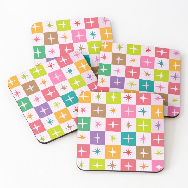 Item preview, Colorful Checkered Atomic Starbursts Pattern designed and sold by Yasminepatterns .