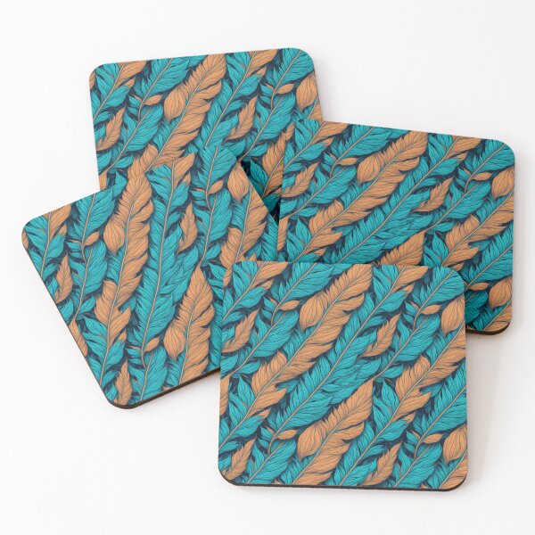 Item preview, Teal and Copper Feather Pattern designed and sold by Mystic Bloom.
