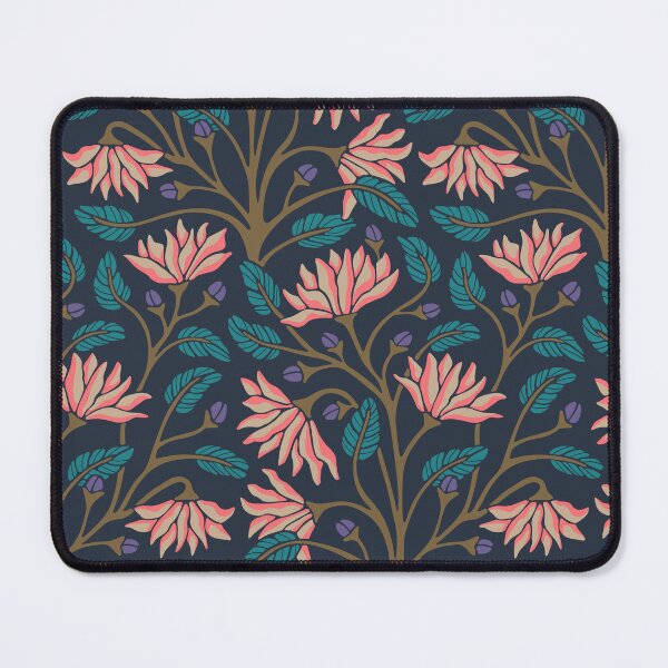 Item preview, VICTORIANA Modern Victorian Dark Moody Floral Botanical Pattern in Coral Teal Purple Brown on Midnight Blue - UnBlink Studio by Jackie Tahara designed and sold by Jackie Tahara of UnBlink Studio.