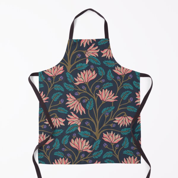 Item preview, VICTORIANA Modern Victorian Dark Moody Floral Botanical Pattern in Coral Teal Purple Brown on Midnight Blue - UnBlink Studio by Jackie Tahara designed and sold by Jackie Tahara of UnBlink Studio.