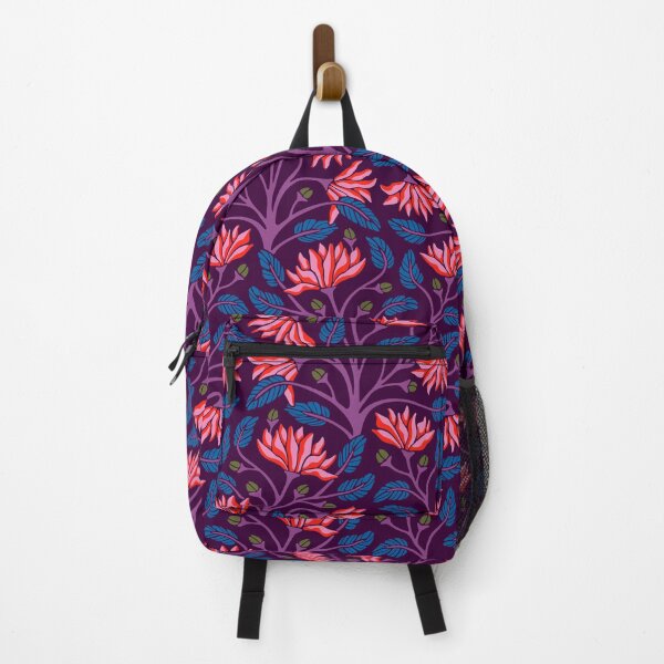 Item preview, VICTORIANA Modern Victorian Bright Antique Floral Botanical Pattern in Fuchsia Hot Pink Red Purple Green Blue on Dark Aubergine Purple - UnBlink Studio by Jackie Tahara designed and sold by Jackie Tahara of UnBlink Studio.