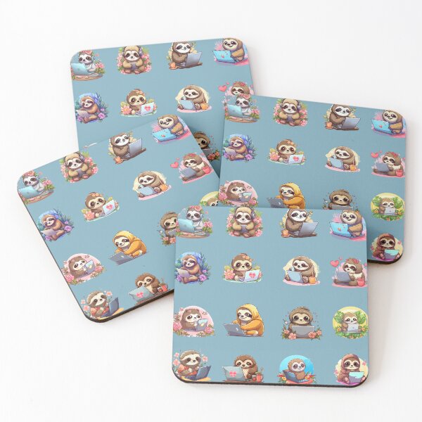 Item preview, Cute Sloths with Cool Laptops **Choose Large Stickers Pack or Magnets!** designed and sold by AdiRemba.