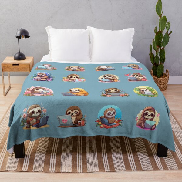 Item preview, Cute Sloths with Cool Laptops **Choose Large Stickers Pack or Magnets!** designed and sold by AdiRemba.