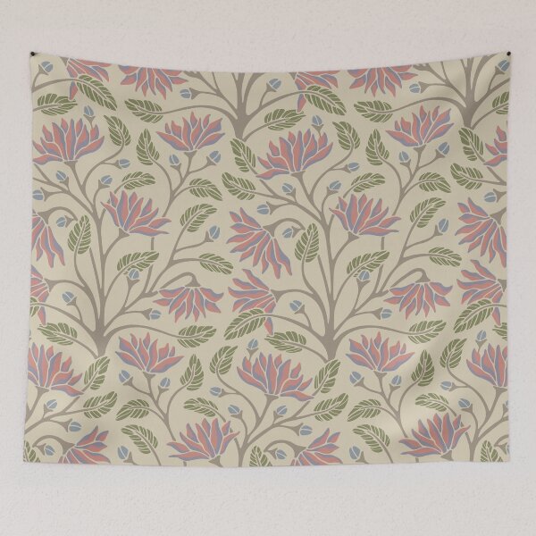 Item preview, VICTORIANA Modern Victorian Soft Fresh Antique Floral Botanical Pattern in Pink Lavender Green Beige on Cream Parchment - UnBlink Studio by Jackie Tahara designed and sold by Jackie Tahara of UnBlink Studio.