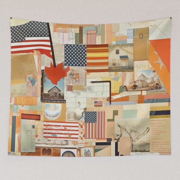 Item preview, America Retro Vintage Patchwork of Americana Pattern Collage designed and sold by BrandonArtWorld.