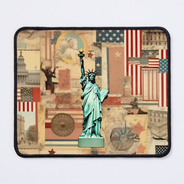 Item preview, America Retro Vintage Patchwork of Americana Pattern Collage designed and sold by BrandonArtWorld.