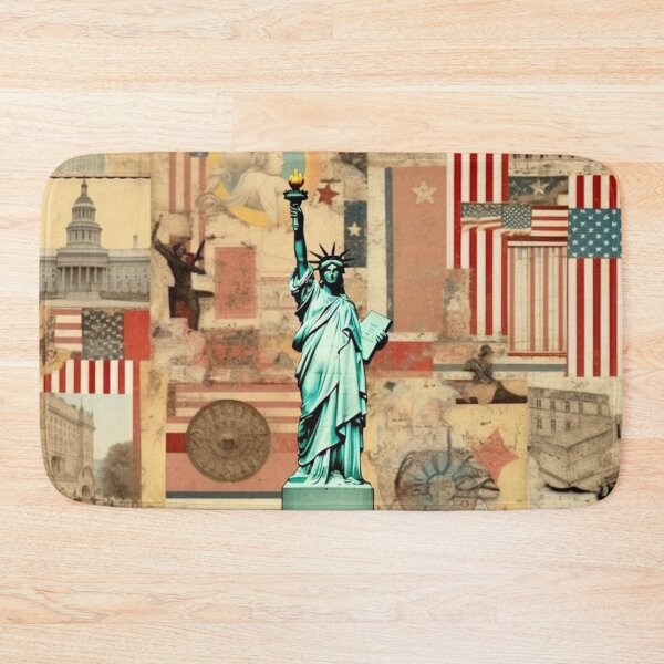 Item preview, America Retro Vintage Patchwork of Americana Pattern Collage designed and sold by BrandonArtWorld.