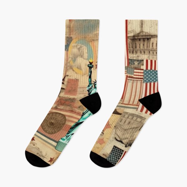Item preview, America Retro Vintage Patchwork of Americana Pattern Collage designed and sold by BrandonArtWorld.