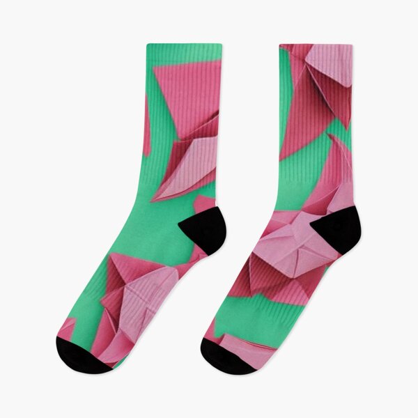 Item preview, Pink and Green Origami Pattern Print designed and sold by LILAC-INFANT.