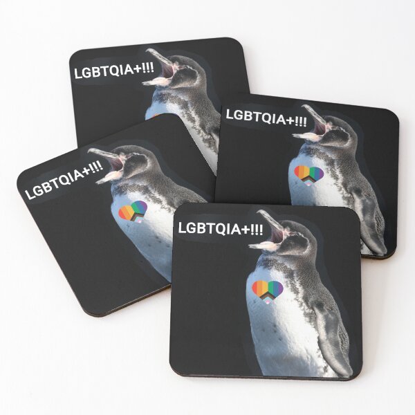 Artikelvorschau, Black background Galapagos Penguin screams LGBTQIA+ entworfen und verkauft von SBPenguins.