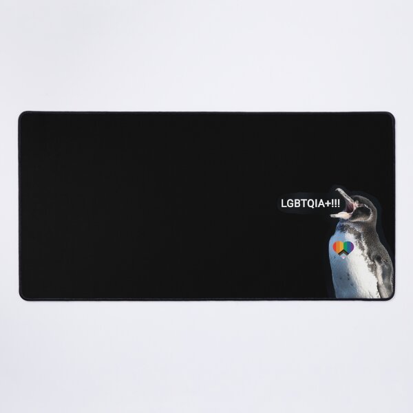 Item preview, Black background Galapagos Penguin screams LGBTQIA+ designed and sold by SBPenguins.
