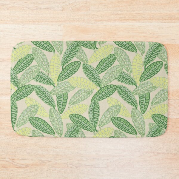 Item preview, CALATHEAS Hawaiian Tropical Botanical Plants Mid-Century Graphic Leaves Pattern in Green Mint Light Yellow on Cream - UnBlink Studio by Jackie Tahara designed and sold by Jackie Tahara of UnBlink Studio.