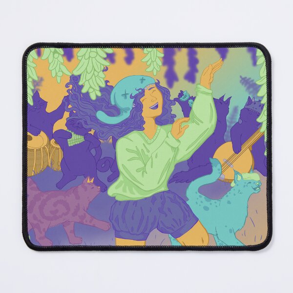 Item preview, Girl Dancing with cats colorful art designed and sold by Little Creature Creations.