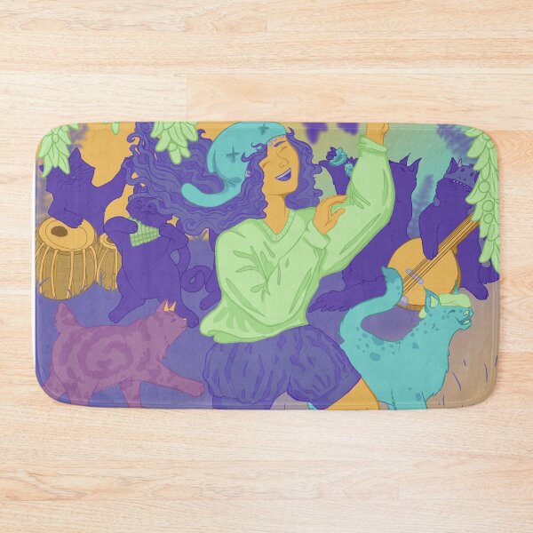 Item preview, Girl Dancing with cats colorful art designed and sold by Little Creature Creations.