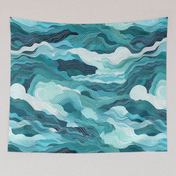 Item preview, Abstract Swirly Blue Ocean Waves Pattern designed and sold by TheArtMage.