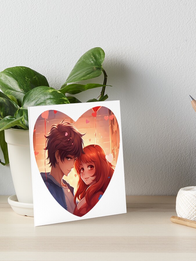 Cute anime couple kiss Art Board Print for Sale by SADDESTONE