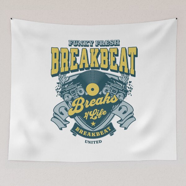 Item preview, BREAKBEAT  - Funky Fresh 4 Life (yellow/slate blue)  designed and sold by Discothreadz.