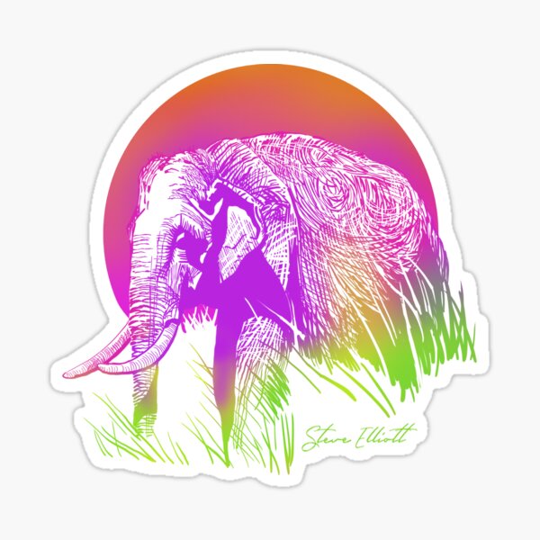 Pink Elephant at Sunset Sticker