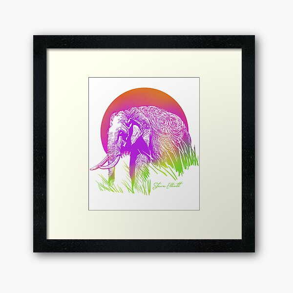 Pink Elephant at Sunset Framed Art Print
