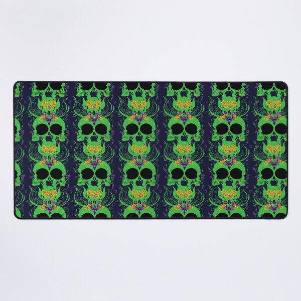 Item preview, Surreal DMT Trippy Skulls and Flowers Green Pattern designed and sold by Aaron2610.