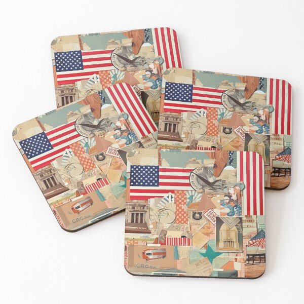 Item preview, America Retro Vintage Patchwork of Americana Pattern Collage designed and sold by BrandonArtWorld.