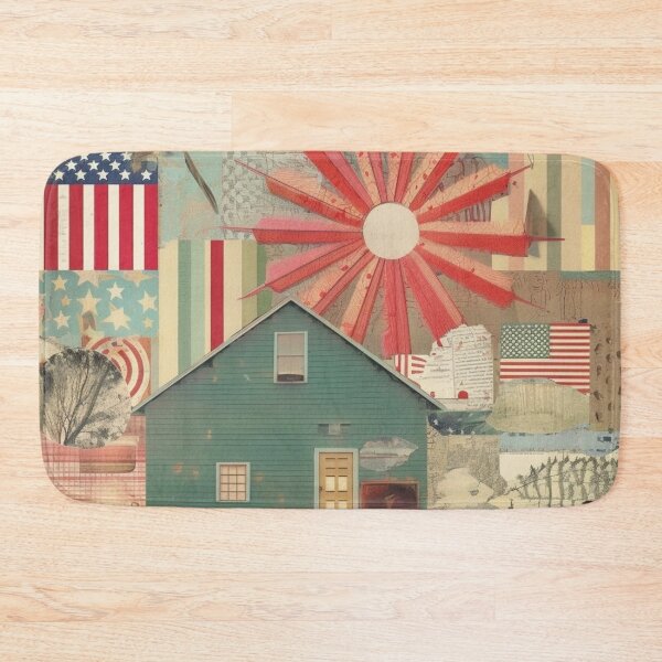 Item preview, America Retro Vintage Patchwork of Americana Pattern Collage designed and sold by BrandonArtWorld.