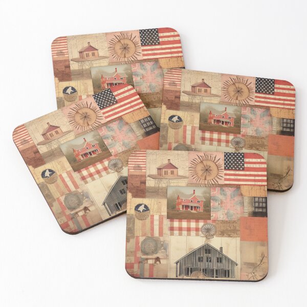 Item preview, America Retro Vintage Patchwork of Americana Pattern Collage designed and sold by BrandonArtWorld.