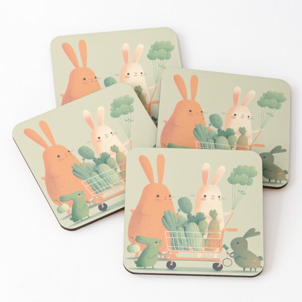 Item preview, Cute Bunny Shopping Cart Illustration designed and sold by MysticByDesign.