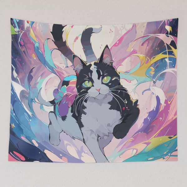 Item preview, Vibrant Whiskers: A Colorful Cat designed and sold by lifeistemporary.