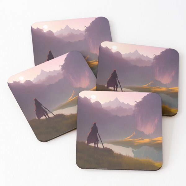 Item preview, Adventurer gazing over a mountain lake. designed and sold by MDArtdesigns.