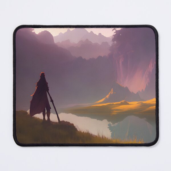 Item preview, Adventurer gazing over a mountain lake. designed and sold by MDArtdesigns.