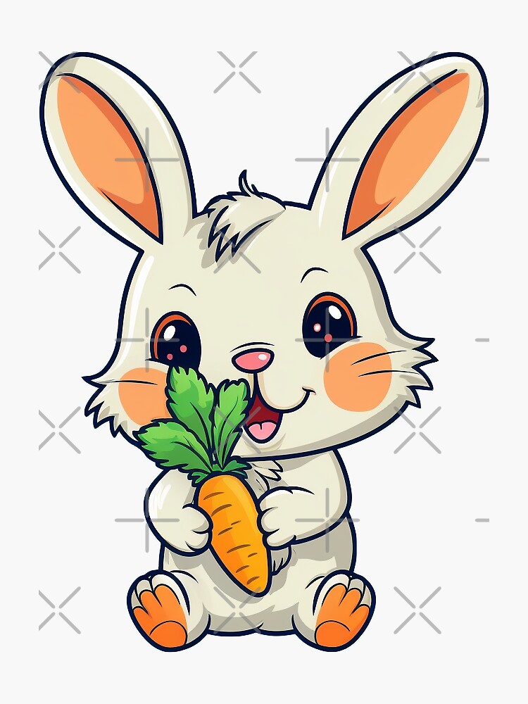 Cute Bunny eating carrot Sticker for Sale by World Of Designs Redbubble