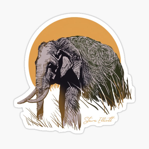Elephant at Sunset Sticker