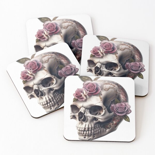Item preview, Human skull in Gothic style. Vintage skull with red roses and abstract snakes designed and sold by Anastasiia Yurevych.
