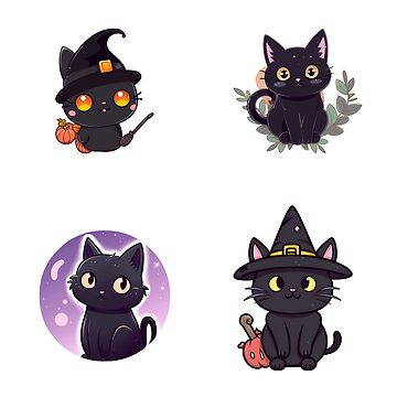 Set De Pegatinas Con Gatos De Halloween PNG ,dibujos Ocho Lindos Gatos  Negros Que Representan Diferentes Emociones, Gato Arte, Etiqueta Engomada  Del Gato PNG Imagen para Descarga Gratuita