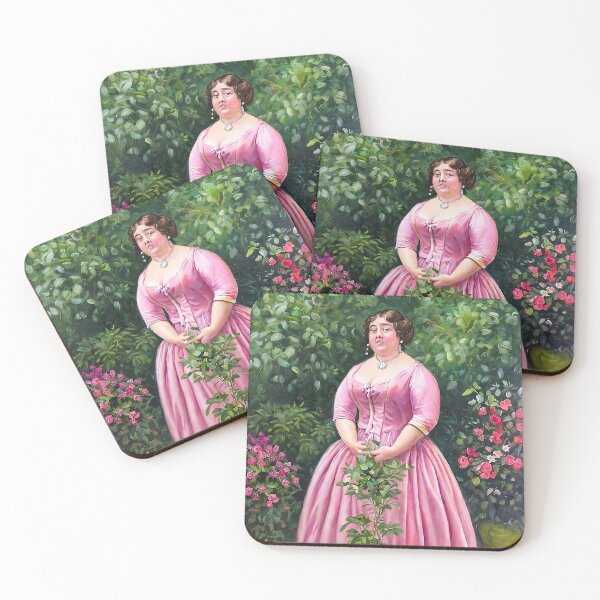 Item preview, The Fat Lady Portrait, a very fat woman wearing a pink silk dress designed and sold by ArtCounts.
