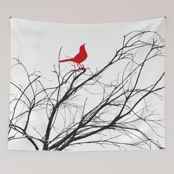 Item preview, Red Bird on Branch A533 designed and sold by byNicol.