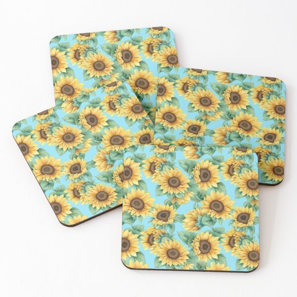 Artikelvorschau, AI Generated Sunflower Pattern #7 | Light Blue Background Floral Flowers entworfen und verkauft von FantasySoul.