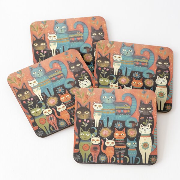 Item preview, Folk Art Cats designed and sold by cooeeman.