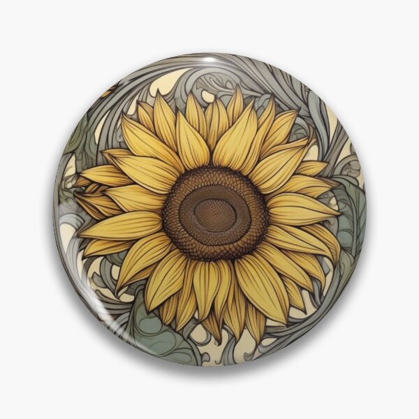 Aperçu de l'œuvre AI Generated Sunflower Pattern #10 | Art Nouveau Style Floral Flowers créée et vendue par FantasySoul.