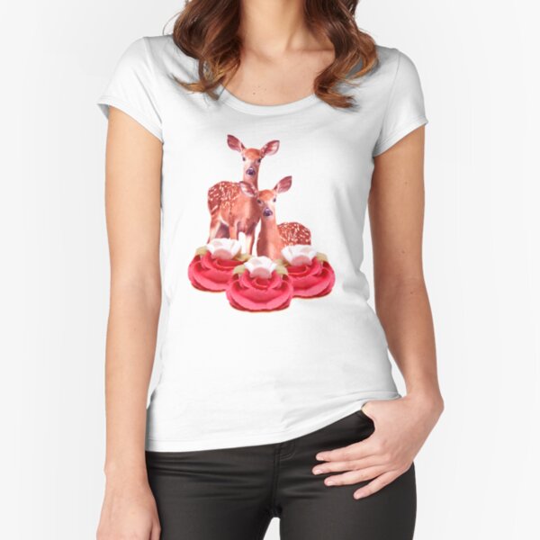 Pink Sugar Bambi by Alice Monber Fitted Scoop T-Shirt