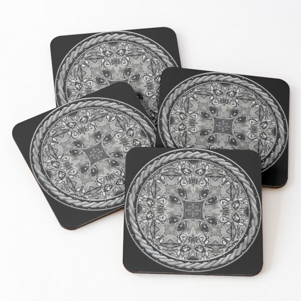 Artikelvorschau, Kaleidoscope Charcoal Cats in Celtic Circle Frame 14 entworfen und verkauft von Swabcraft.