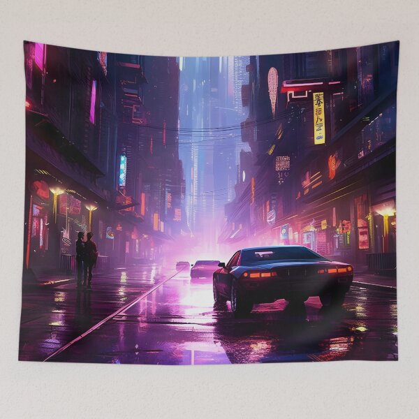Item preview, Illustration of car on a city street night scene designed and sold by HaberkaDesign.