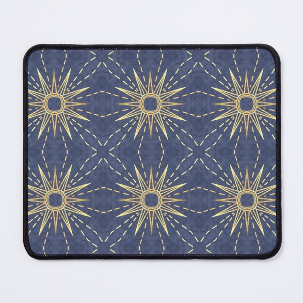 Item preview, Golden Star with Stitched Lines Seamless Pattern on Blue designed and sold by sandhyabhagath.