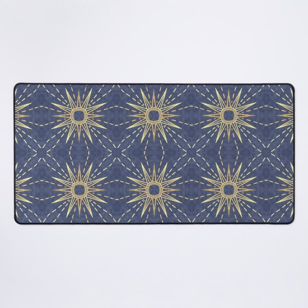 Item preview, Golden Star with Stitched Lines Seamless Pattern on Blue designed and sold by sandhyabhagath.
